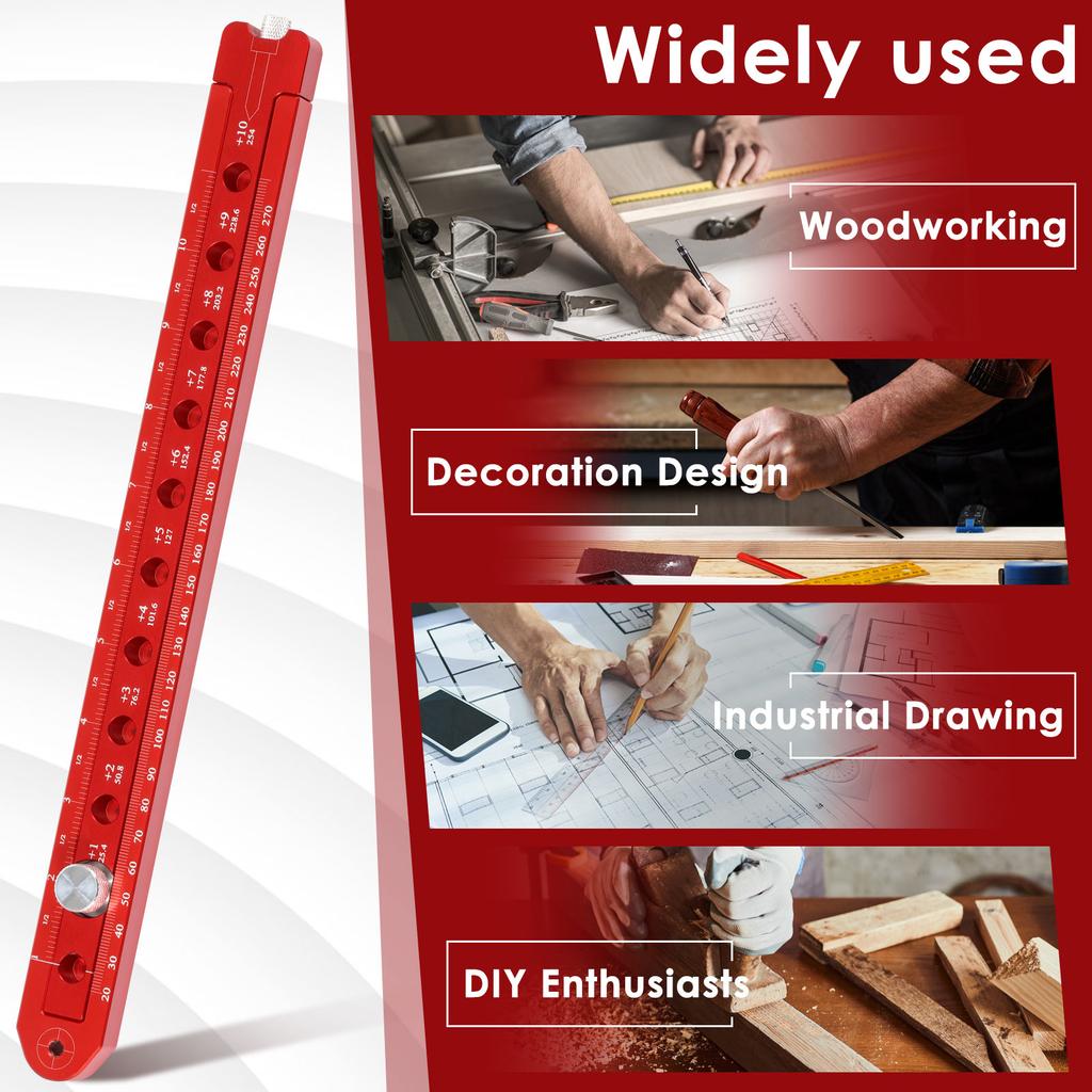 Woodworking Compass Scriber Imperial/Metric Aluminum Alloy Carpenter Compass Tool Adjustable Wood Circle Drawing Scribing Tool