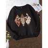 Girls' Fashion Round Neck Sweatshirt, Casual Printed Top