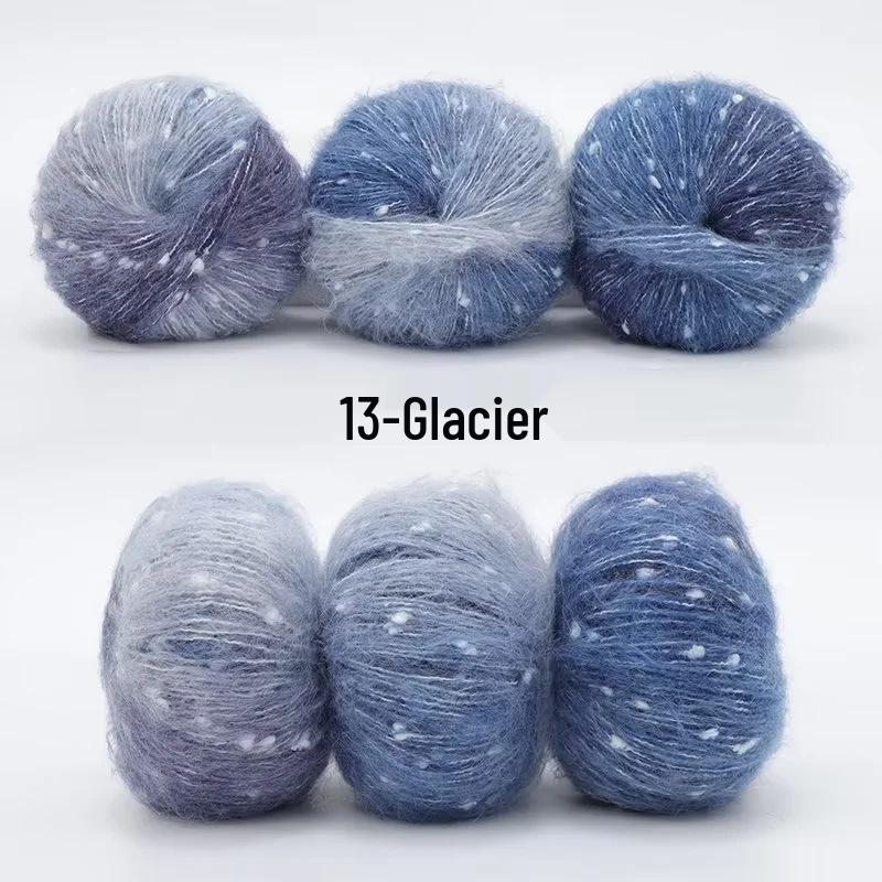 Gradient Rainbow Candy Mohair Yarn Ball: Snowflake Dot, Soft Silk Blend