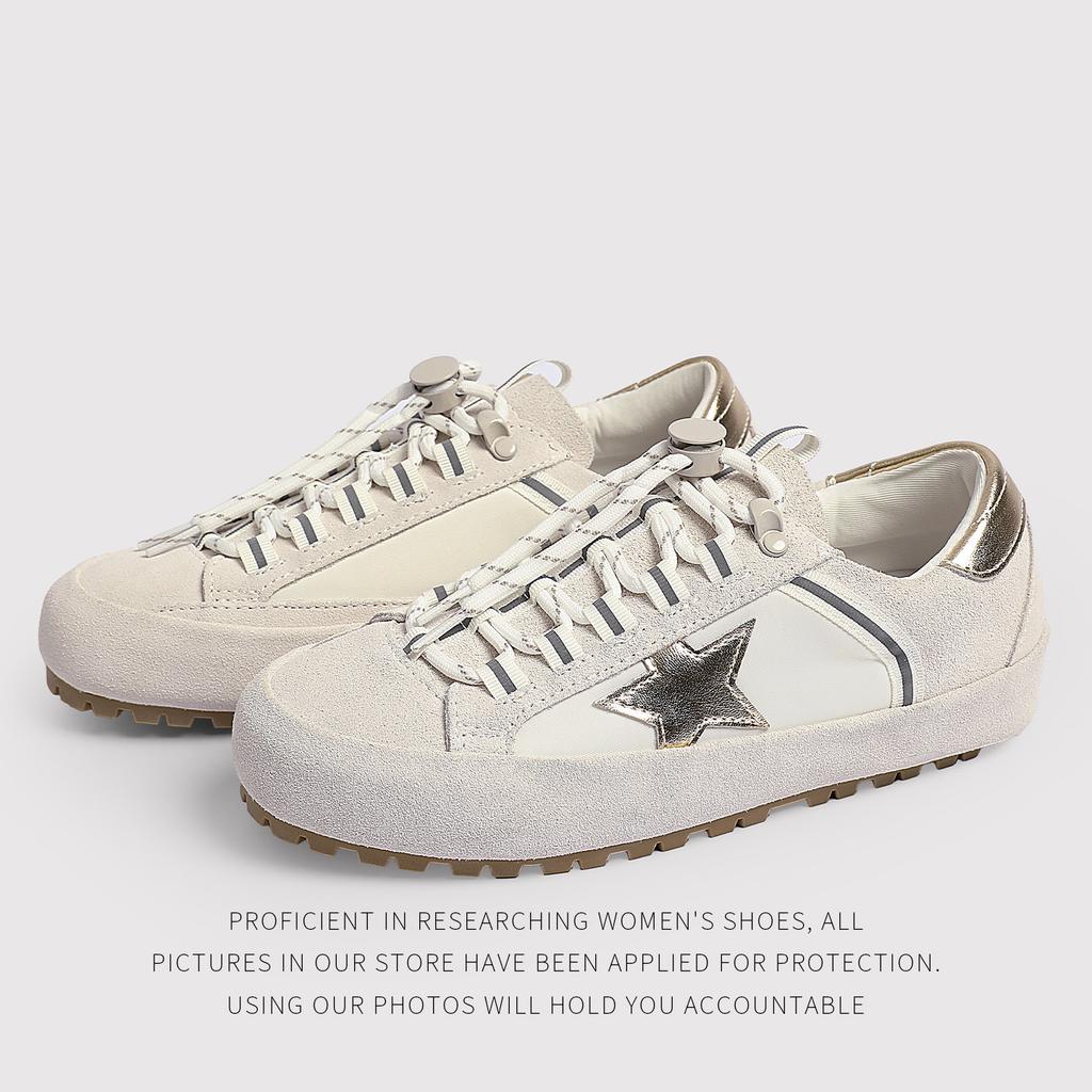Retro Old Star Shoes Women'S Spring Platform Heightening Leather Casual Sports Shoes Board Shoes