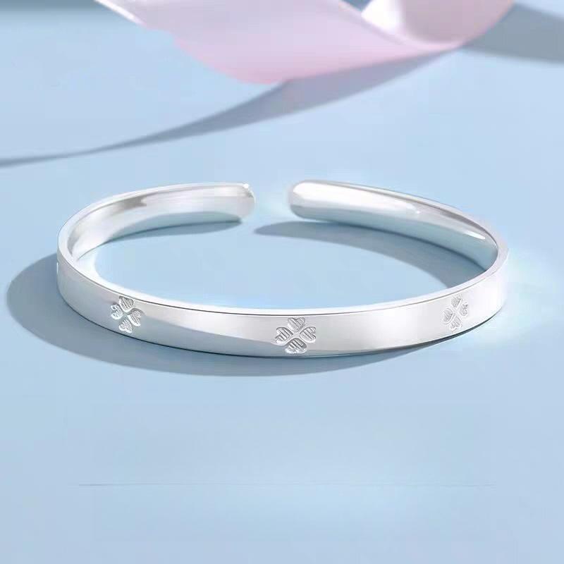 Four-leaf Clover Open Bracelet Young Solid Niche Light Luxury Lucky Grass Bracelet Bracelet