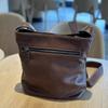 2026 New Japanese Casual Cowhide Crossbody Bag Retro All-matching Leather Women's Shoulder Bucket Bag Soft Leather