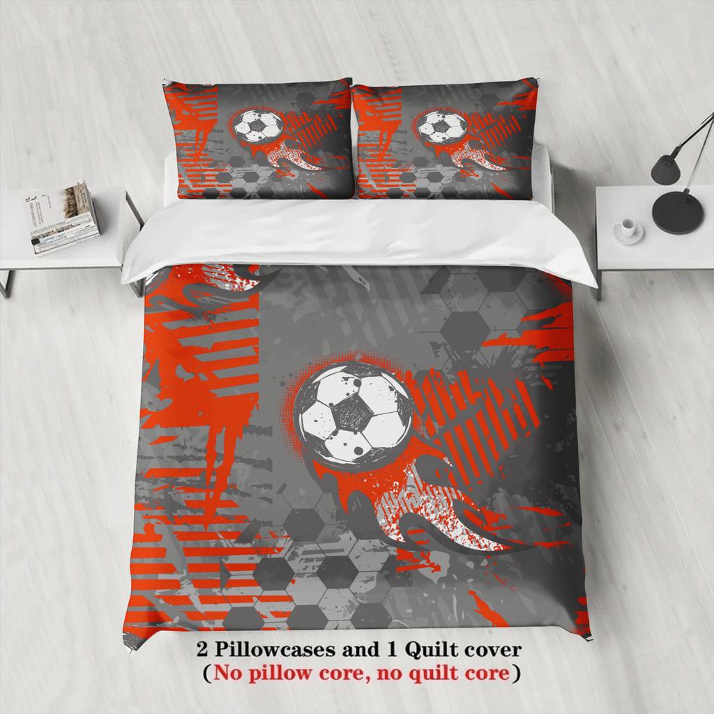 Set Biancheria da Letto 3 Pezzi Cartone Animato Calcio Stampa 3D Spazzolato Confortevole Copripiumino King Queen Twin Singolo Regalo di Compleanno Decorazione Stanza
