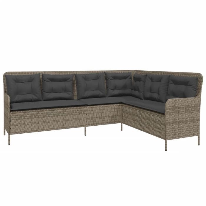 VidaXL Garden Lounge Set 2 Pcs with Cushions Grey Wicker, Outdoor Sofa Set, Garden Furniture, Set 3262080