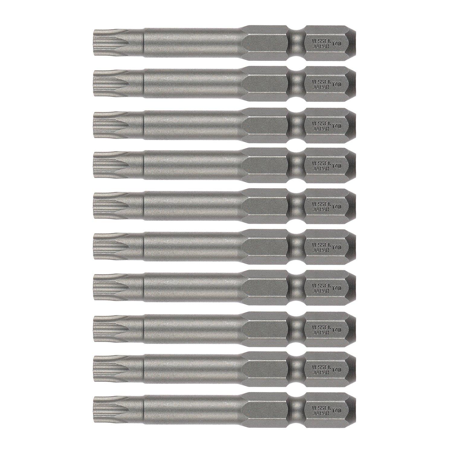 

VESSEL Torx T40 x V5 ZP Bits, 65mm, 10-Piece Set,