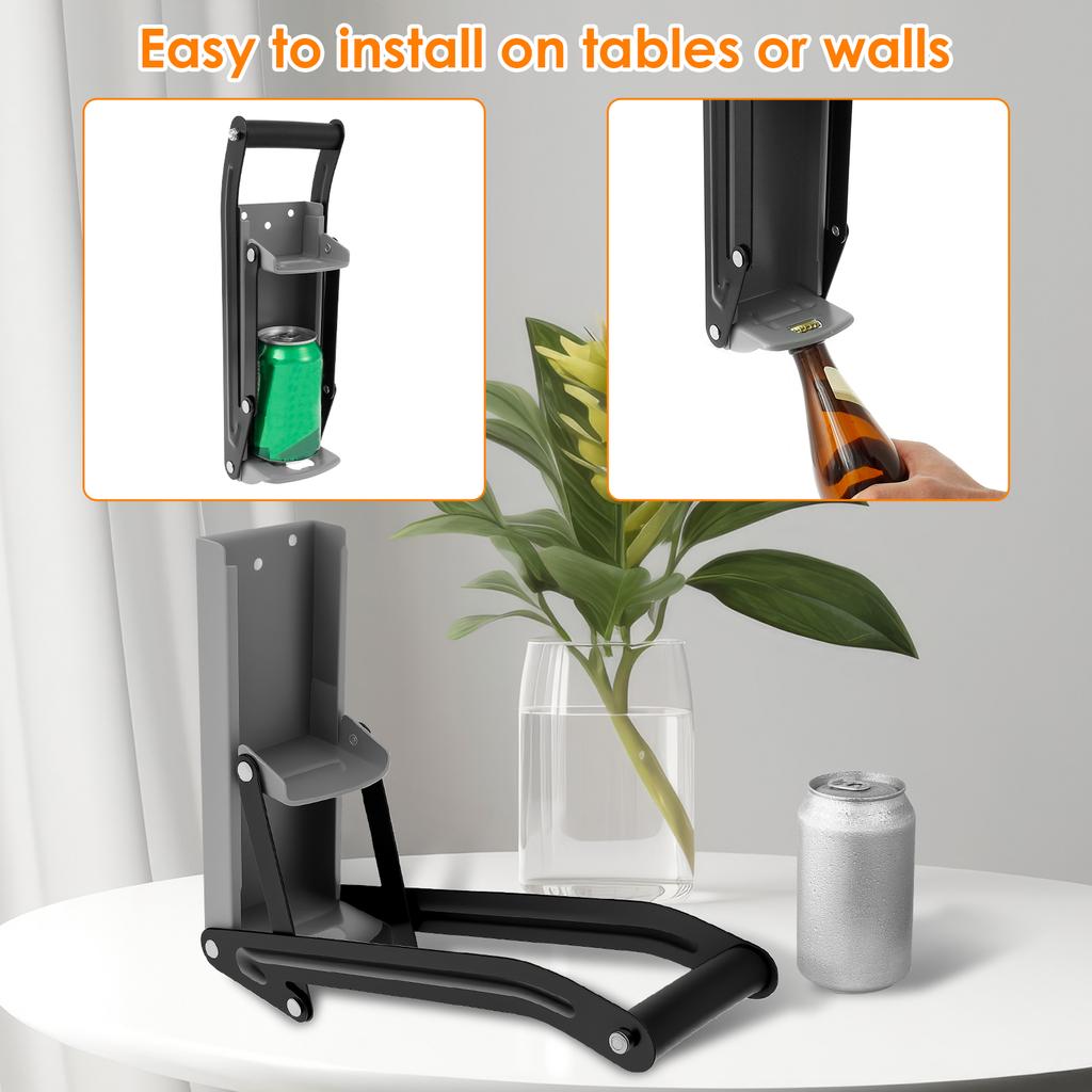 Aluminum Can Crusher & Bottle Opener Heavy Duty Metal Wall Mounted Soda Beer Can Smasher Eco-Friendly Recycling Kitchen Tool