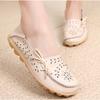 Womens Floral Hollow Leather Shoes Retro Elegant Slip On Flat Shoes Breathable Shallow Shoes Elegant Office Ladies Footwear
