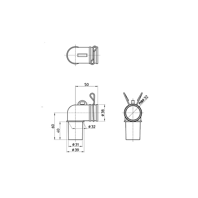SANEI Washing Machine Drain Trap Elbow for Drain Hose Connection PH554FSA