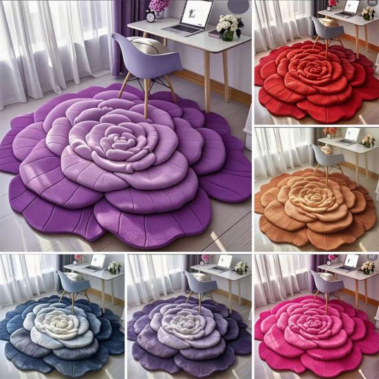 3D Flower Floor Mat Absorbent Floral Bathroom Rug Quick-Dry Floor Rug with Anti-Slip Backing for Kitchen Bedroom Entryway Vanity Area