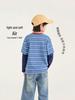 2026 Autumn Korean Style Kids' Striped Long-Sleeve T-shirt - Boys' Casual Relaxed Two-Piece Look