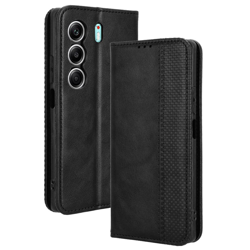 

Кожаные флип-чехлы для Tecno Camon 40 Pro 4G / 5G кожаный чехол [Flip Vintage Leather] прочные ретро-флип-чехлы Tecno Camon 40 Pro 4G/5G чёрный