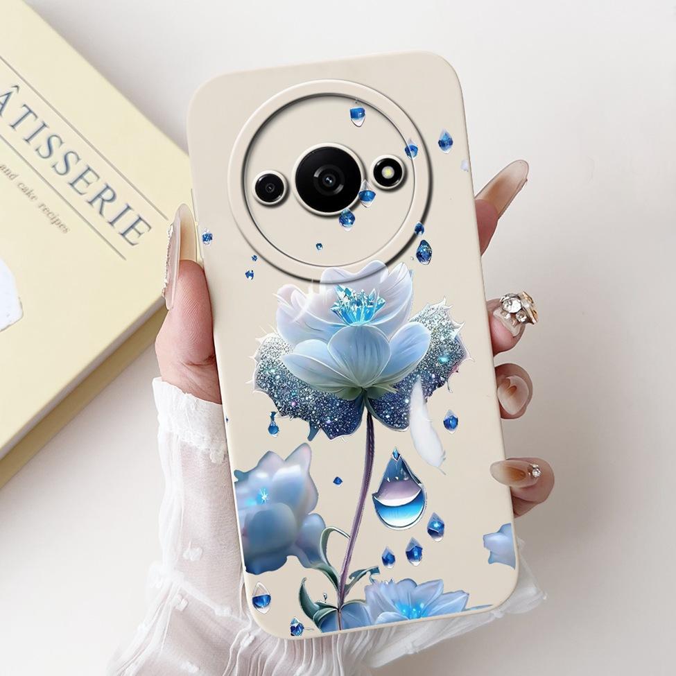 For Redmi A3 4G Phone Case For Xiaomi Poco C61 Cover Silicone Luxury Fashion Flowers Kawaii Cute Cat Painted Shockproof Bumper