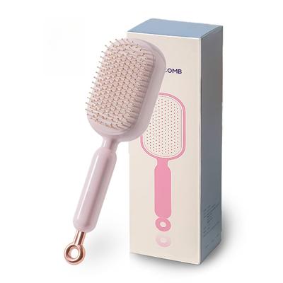 Self Cleaning Retractable Hair Brush for Women, Air Cushion Massage Detangling Brush with Bristles, Self-Cleaning Grooming Comb Brush