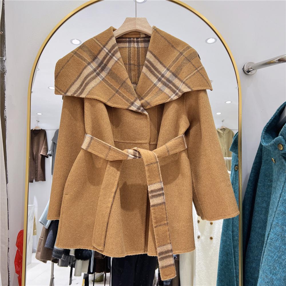 Scarlet Women's Double-Sided Cashmere Coat - 2024 Winter Mid-Length Belted Slimming Design