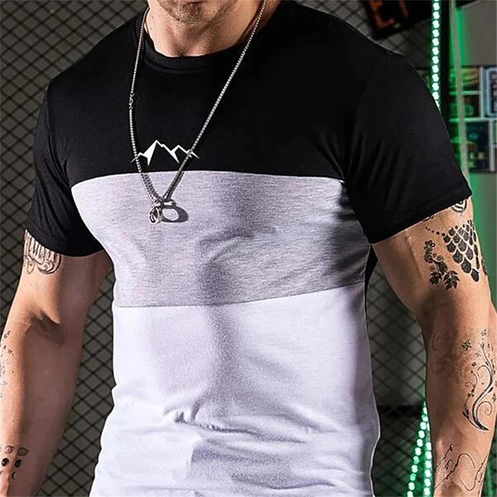 Men's Striped T-shirt Retro 3D Printed Short Sleeved Top T-shirt Men's Clothing