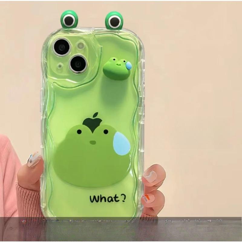 

Подходит для Apple 14 Promax Чехол для мобильного телефона iPhone 13 Милая забавная трехмерная лягушка Кукла 12 Силиконовый анти-падения iPhone 11