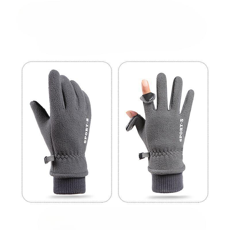 Autumn Winter Fleece Lined Thermal Gloves Men Polar Fleece Waterproof Ski Riding Outdoor Sports Motorcycle Warm Gloves