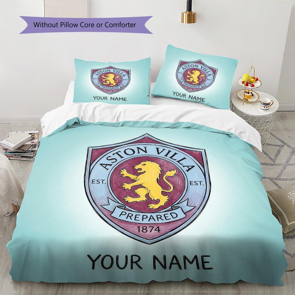 Custom Name Aston Villa2 Pattern Bedding Quilt Set  Home Decoration  Gift (1 * duvet cover + 2 * pillowcase  without core)