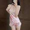 Women's Spring Summer Sexy Pajamas Ice Silk Pajamas Suspender Shorts Thin Loungewear Live
