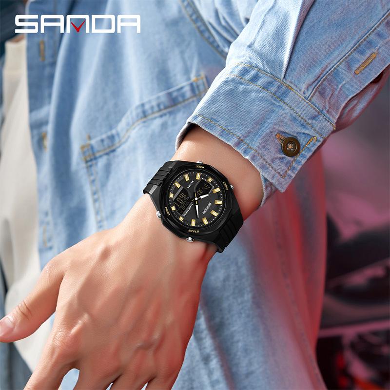 SANDA Sports Watch: World Time, Multifunctional Chronograph, Waterproof, Unisex
