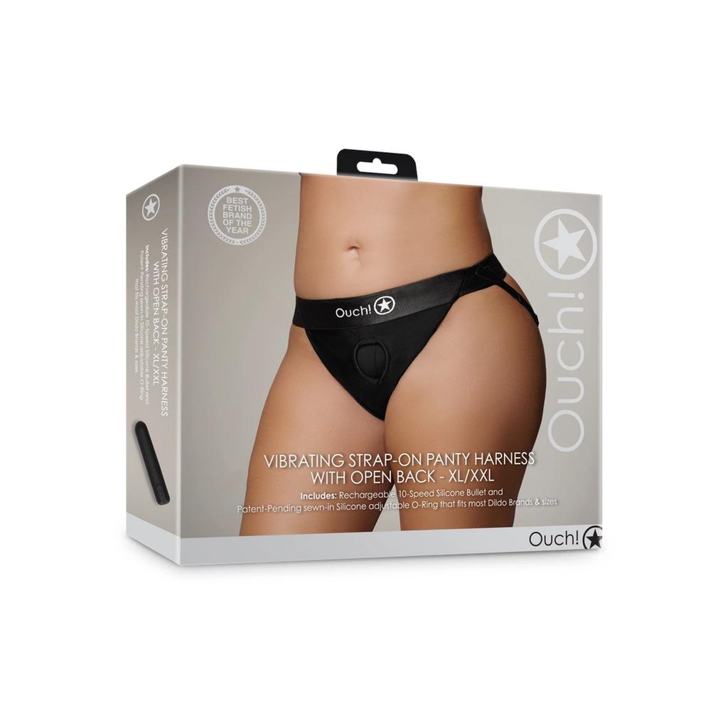 Ouch! - Open Back Vibrating Strap-On Panties - XL/XXL
