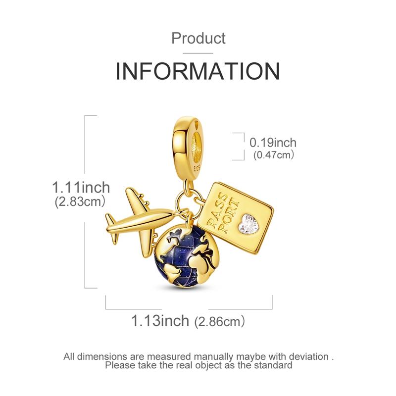 New Original Charm Beads Copper Perfume Bottle Blue Eye Plane Dangle Charms For Bracelet Women Girl Fine Diy Jewelry Gift