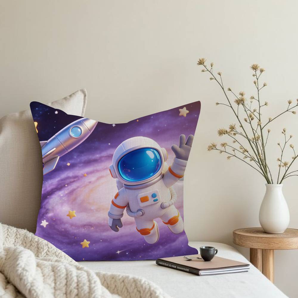Cartoon Astronaut Outer Space Planet Pillow Cushion Cover Pillowcase Living Room Sofa Home Decor Customized