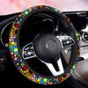 Sage Green Hippie Flower Auto Car Steering Wheel Cover Universal 15 Inch Neoprene Interior Decor Protection Accessories