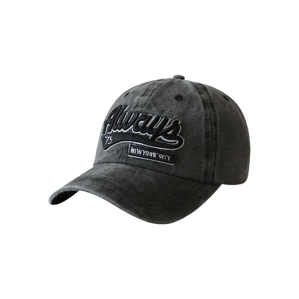 Washed Old Soft Top Cap English Embroidery Retro Soft Top Baseball Cap Summer Black Sunscreen Hat Men and Women