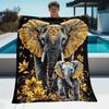 1pc Elephant with Intricate Patterns Flannel Throw Blanket - Lightweight Soft Warm All-Season Digital Print for Sofa, Camping, B