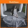 New Chinese Style Vintage Summer Long Dress With Knitted Fabric For Ladies Wear