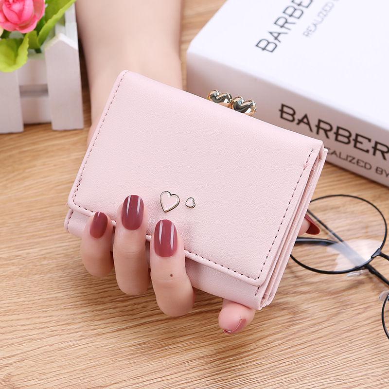 Korean Style Mini Tri-Fold Coin Purse: Fashionable Dual-Use Card Holder & Wallet for Female Students