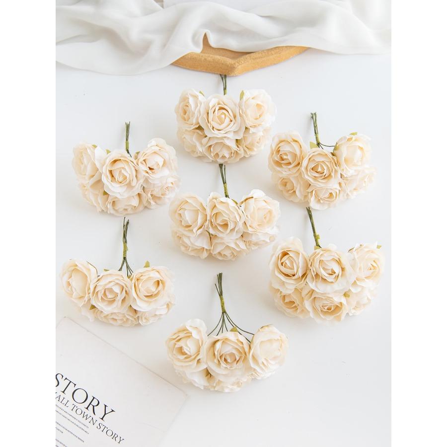 

MINI Rose Bud Letter DIY Wreath Material Candy Box Accessories Home Wedding Decoration Bride Wrist Flower Chest Flower Head Flower Material 1PC бежевый