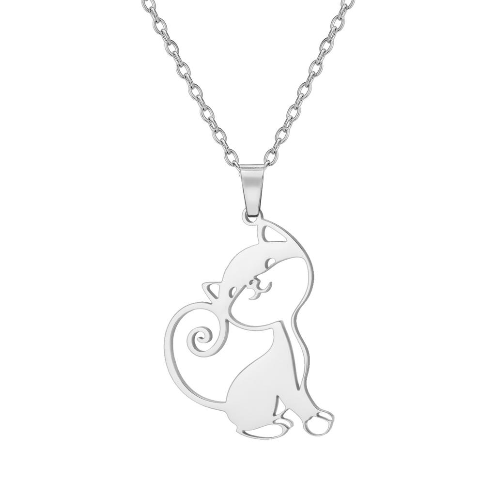 Fashion Minimalist Women Cat Pendant Necklace Delicate Collarbone Chain Elegant Small Jewelry Gift