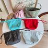 Large Capacity Drawstring Tote Bag Solid Color Cloud Bag Reusable Canvas Shoulder Bag  Work