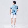 Anmurye Table Tennis Short Sleeve Sports Game Shirt with Abstract Geometric Badminton Strength Practice Stylish Summer Light Blue Size L Men's