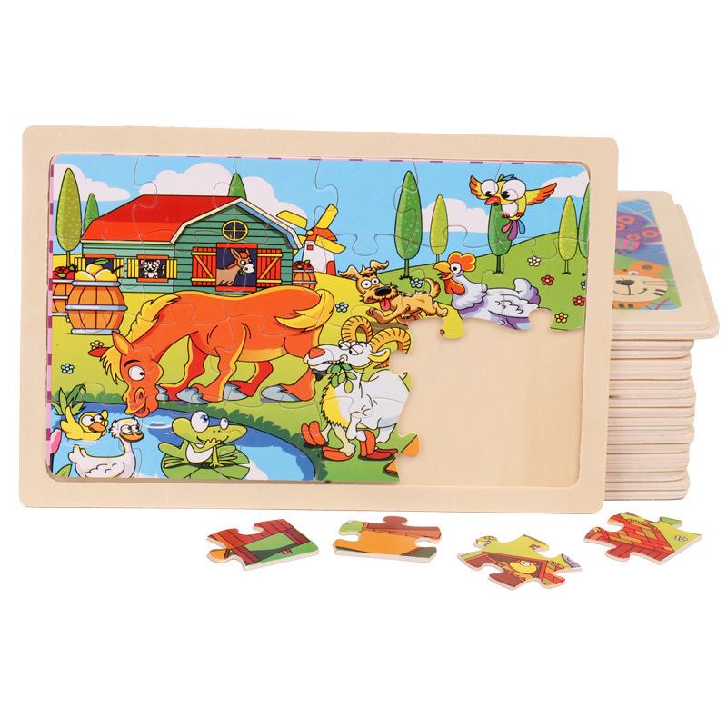 Wooden Animal Jigsaw Puzzle with Frame for Children 0-3 Years – Educational Toy & Gift