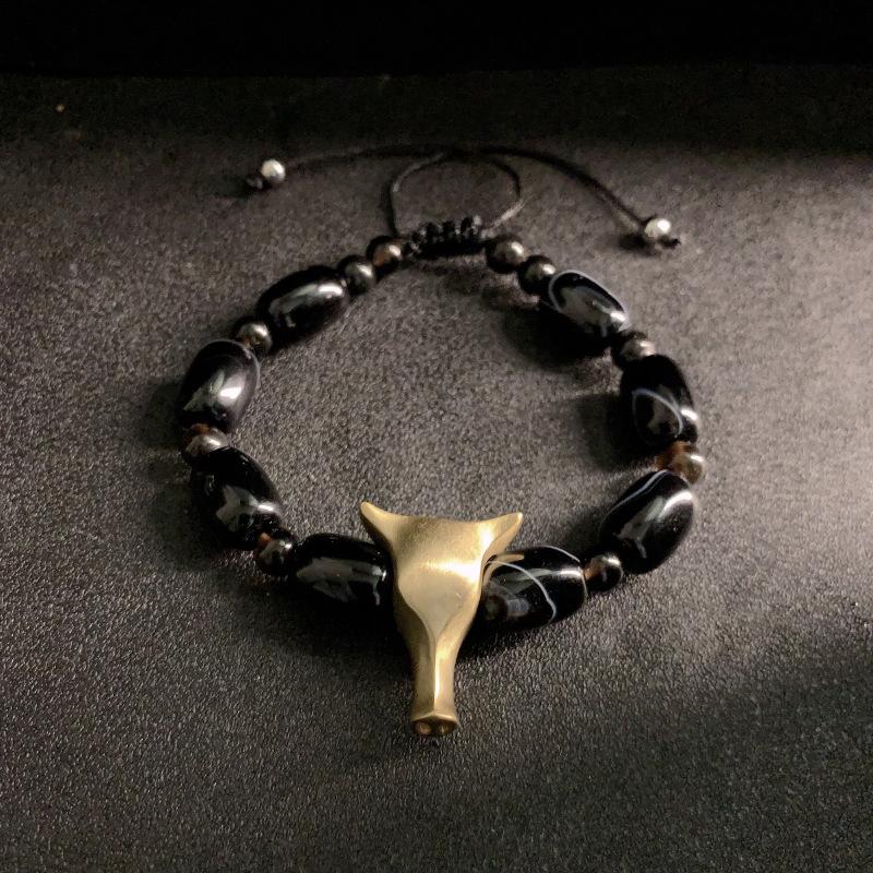Браслет JYL TS Парный Стиль Мира Укрепляет Любовь и Гармонию Agate bull head bud зеленый