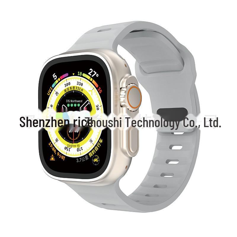 iWatch7 Diamond Buckle Horizontal Stripe S9 Silicone Strap for Apple Watch 8/Ultra