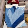 Indigo Brush Heart Flannel Blanket Warm Soft Halloween Christmas Couch Warm Cozy Decorative Decor Gift for All Season