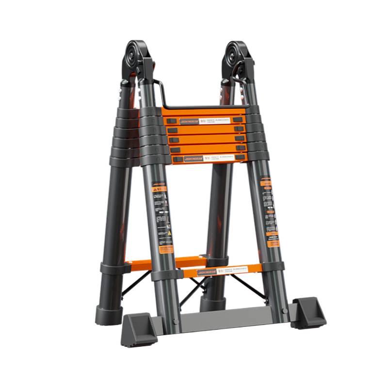 Multi-Function Thickened Carbon Steel Telescopic Ladder: Household A-Frame & Bamboo Joint Folding Engineering Ladder