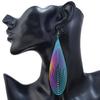 Fashion Women Rainbow Stainless Steel Hollow Waterdrop Ear Drop Hook Earrings