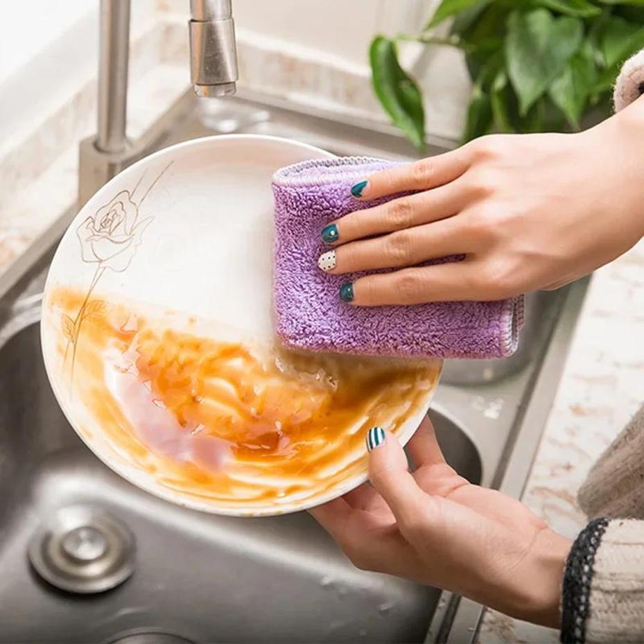 5 Pcs Absorbent Glass Kitchen Cleaning Cloths Rags Table Window Home Kitchen Supplies Household Cleaning Towel Tools
