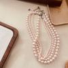 Cherry Blossom Pink Pearl Necklace: Elegant, Lustrous, Perfectly Round - Ideal for Spring & Versatile for Women