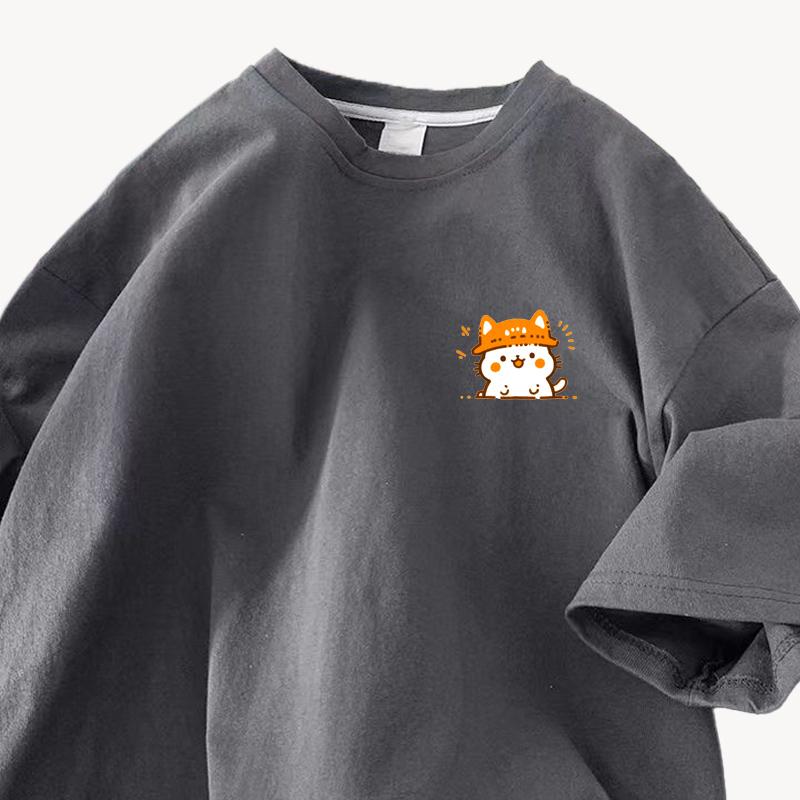 Baumwolle Design Sinn Druck Kurzarm T-Shirt Damen Sommer 2025 Neue Lockere Halbarm Tops