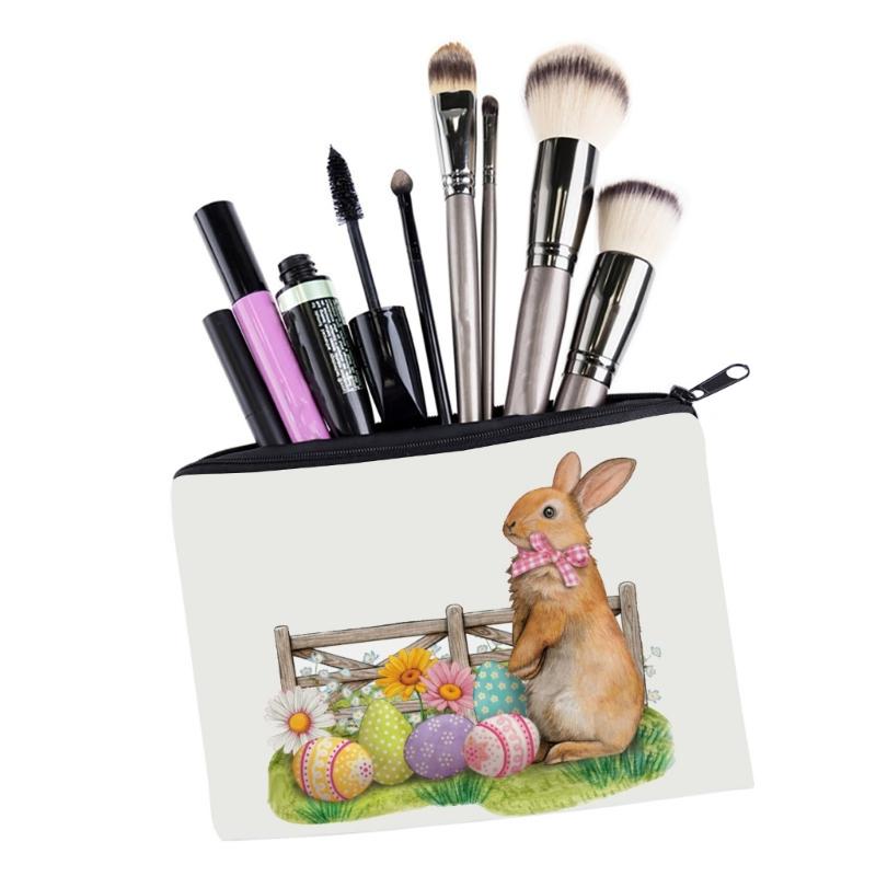 Easter Rabbit Toiletry Bag with Rabbit Pattern Makeup Bag Large Capacity Cosmetics Storage Bag Gift for Girl Women