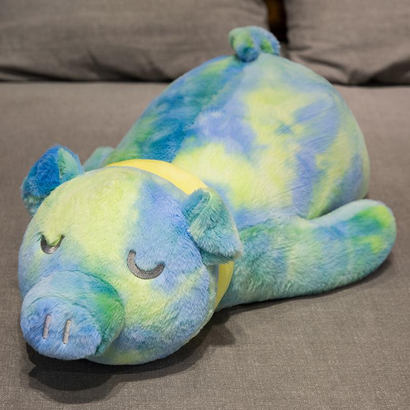 

Swimming Colorful Pig Plush Toy Fashion Comfortable Cute Cartoon Gift Pillow 50*27cm/19.69*10.63in зелёный