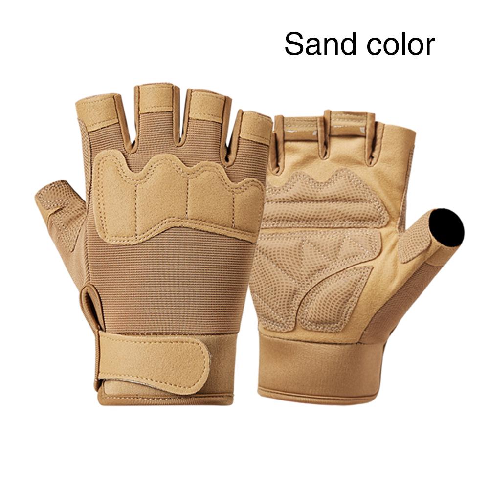 Tactical Gloves Fingerless Gloves for Men Riding Work Gear Anti Skid Camo Fleece Half Finger Gloves