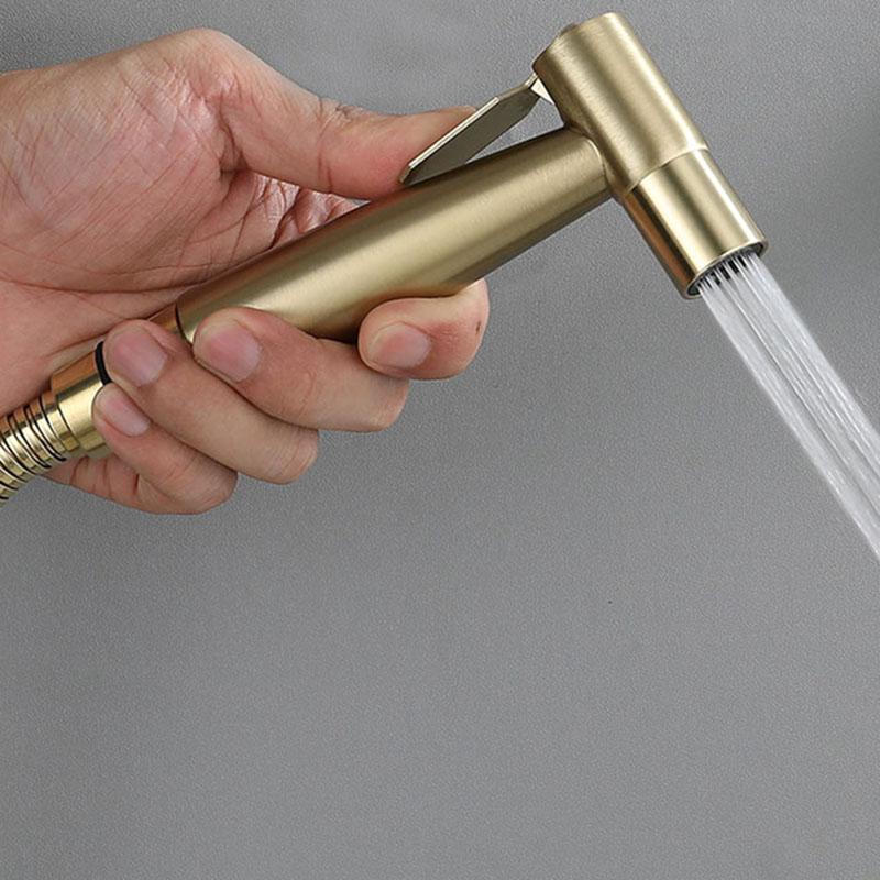 Brushed Gold Stainless Steel Toilet Bidet Faucet Set Wall-mounted Bathroom Bidet Sprayer Set Sprayer  Gun Shower Self Cleaning