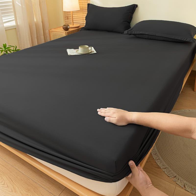 1pz Copriletto Delicato sulla Pelle con Elastico Colore Unico Lenzuolo Spazzolato Singolo/Queen/King Lenzuolo con Angoli(senza federa)
